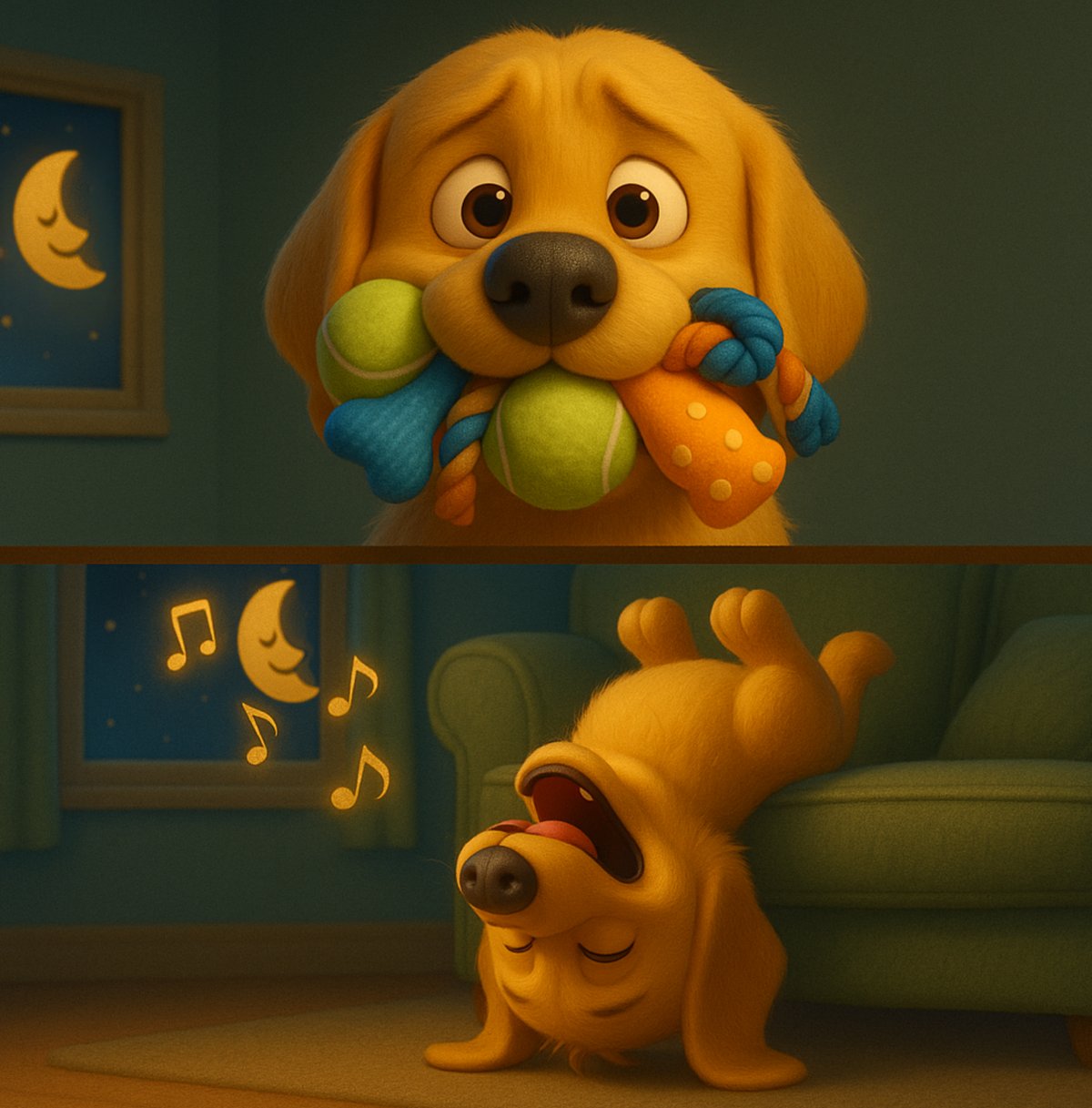 Interior illustration from The Dog with the Golden Christmas Voice