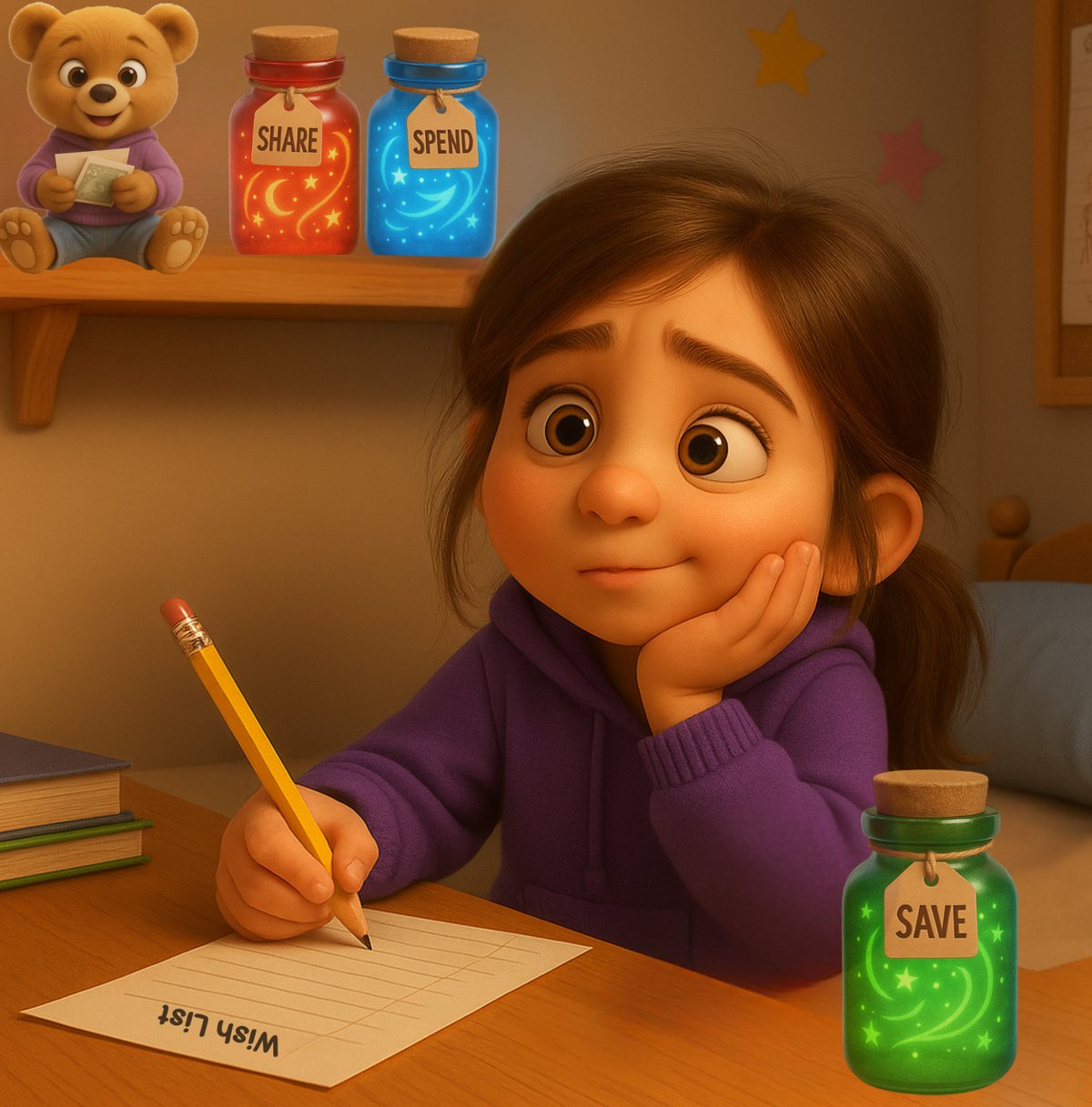 Interior illustration from Jennifer's Three Magic Jars