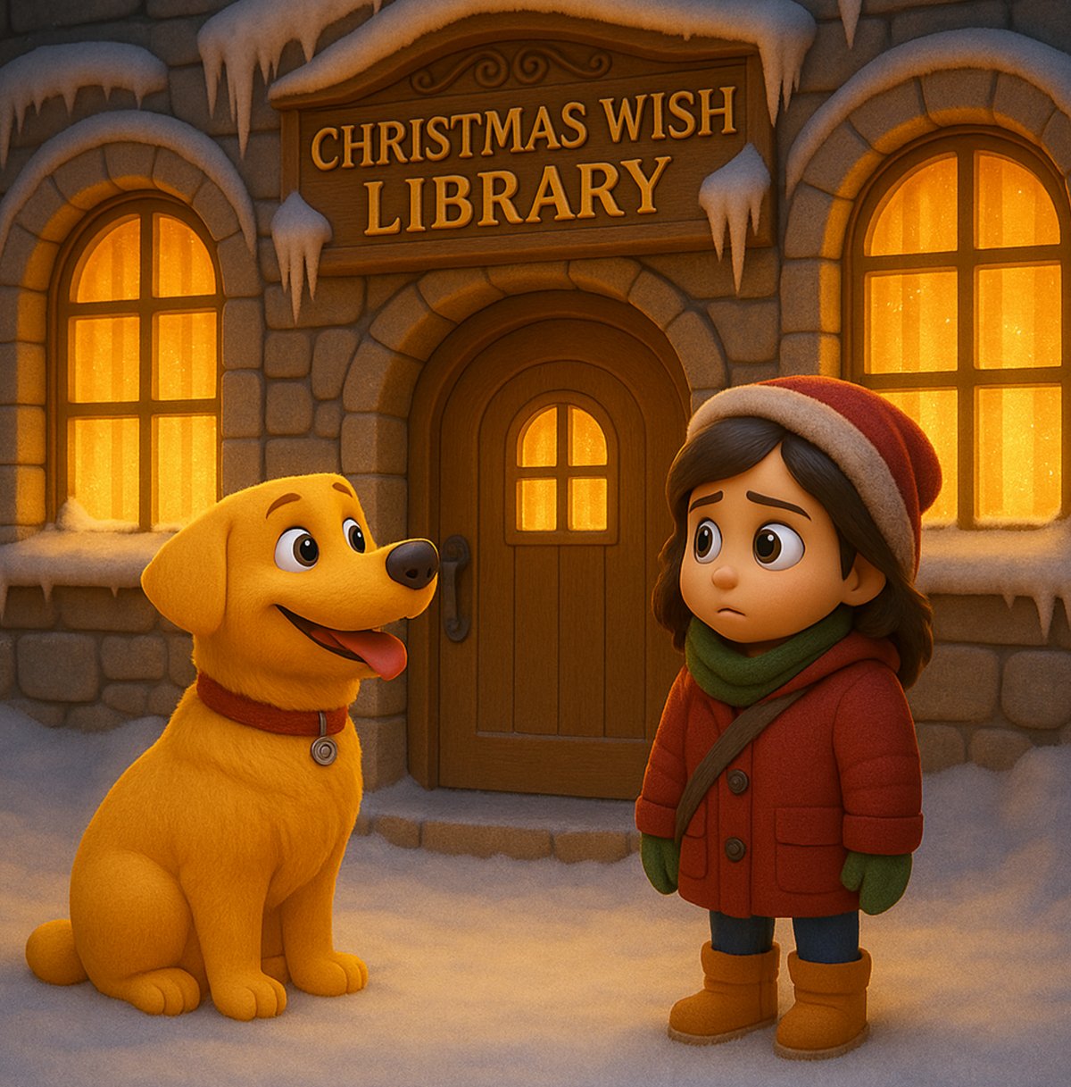 Interior illustration from Maya and the Christmas Wish Library