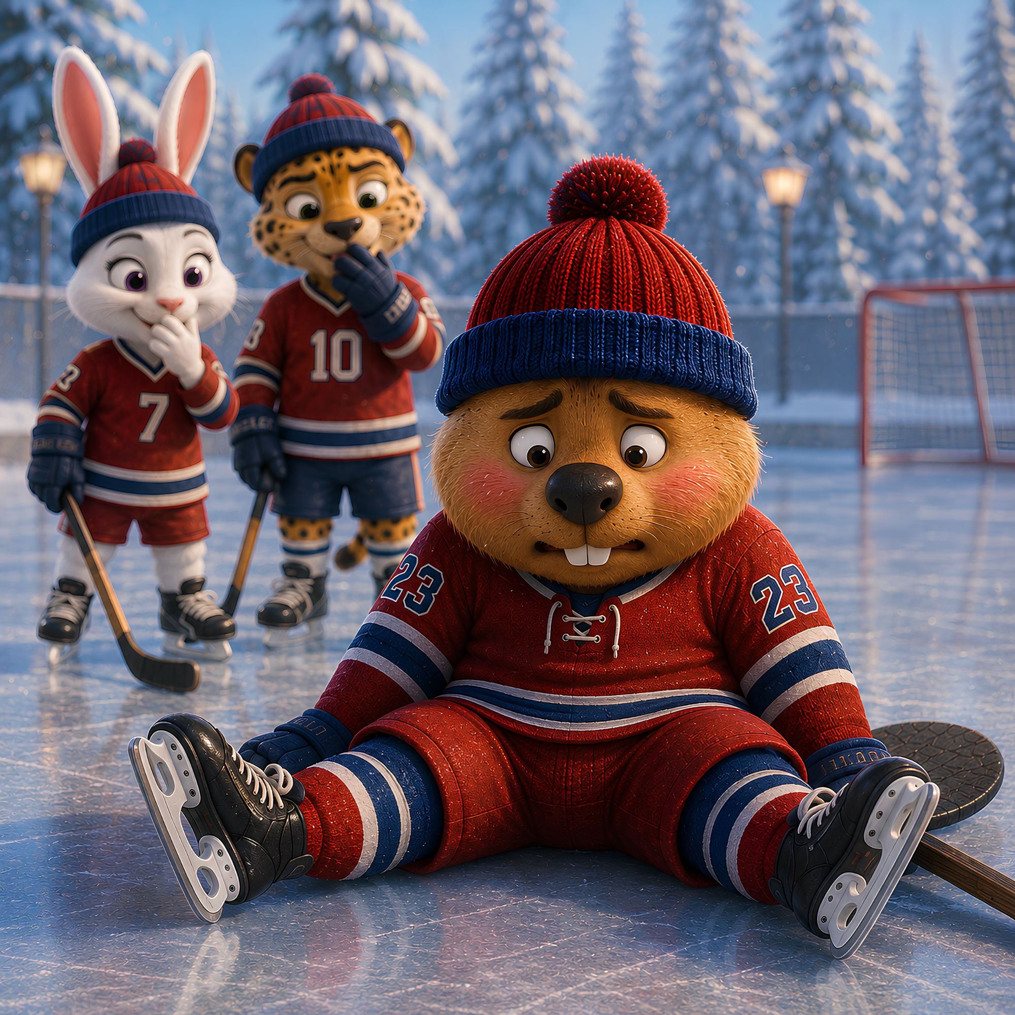 Interior illustration from Waffle's Big Hockey Day