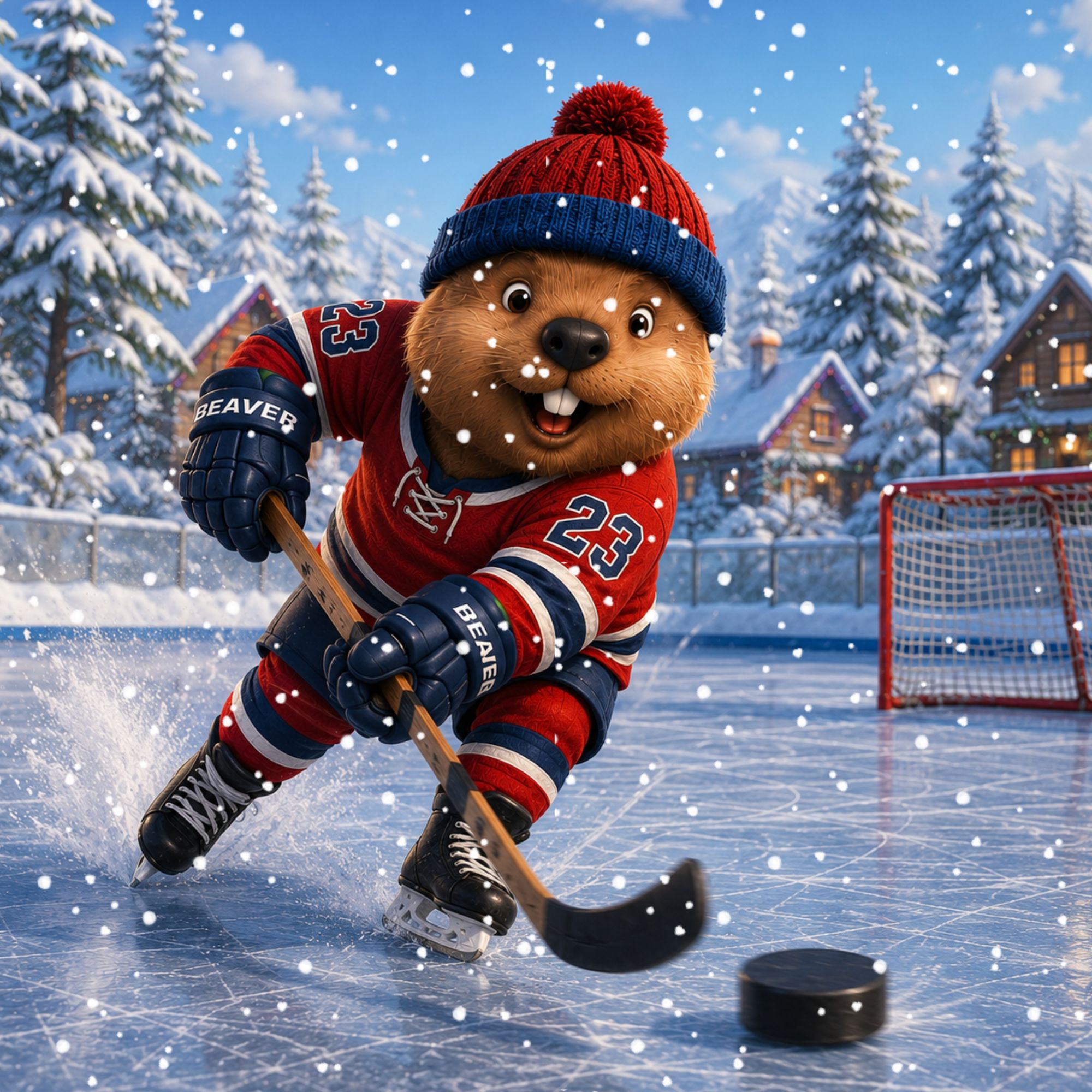Interior illustration from Waffle's Big Hockey Day