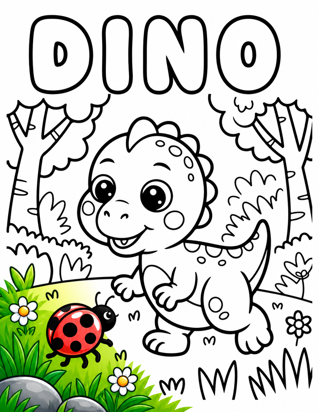 Dinosaur colouring page preview