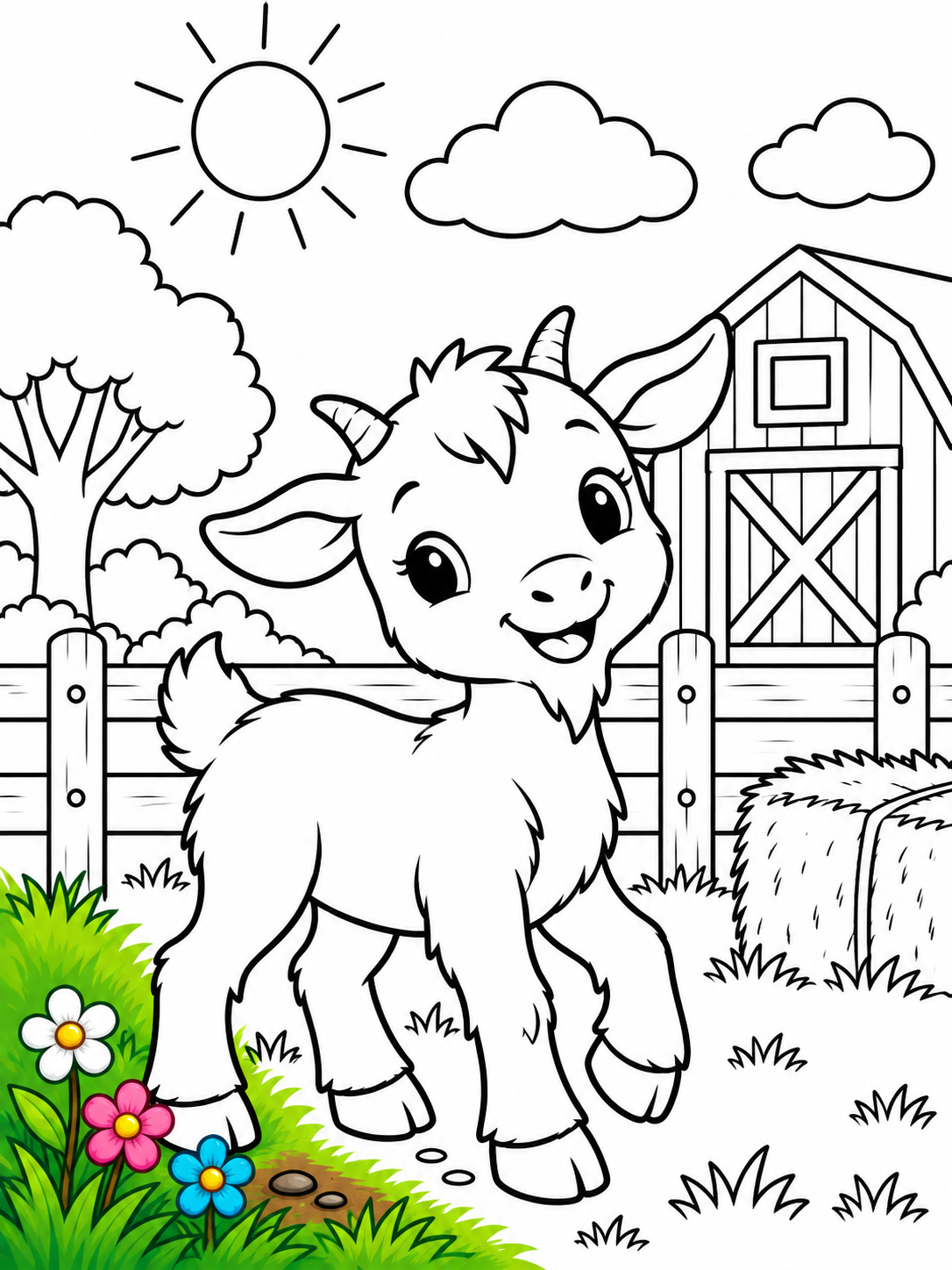 Goat colouring page preview