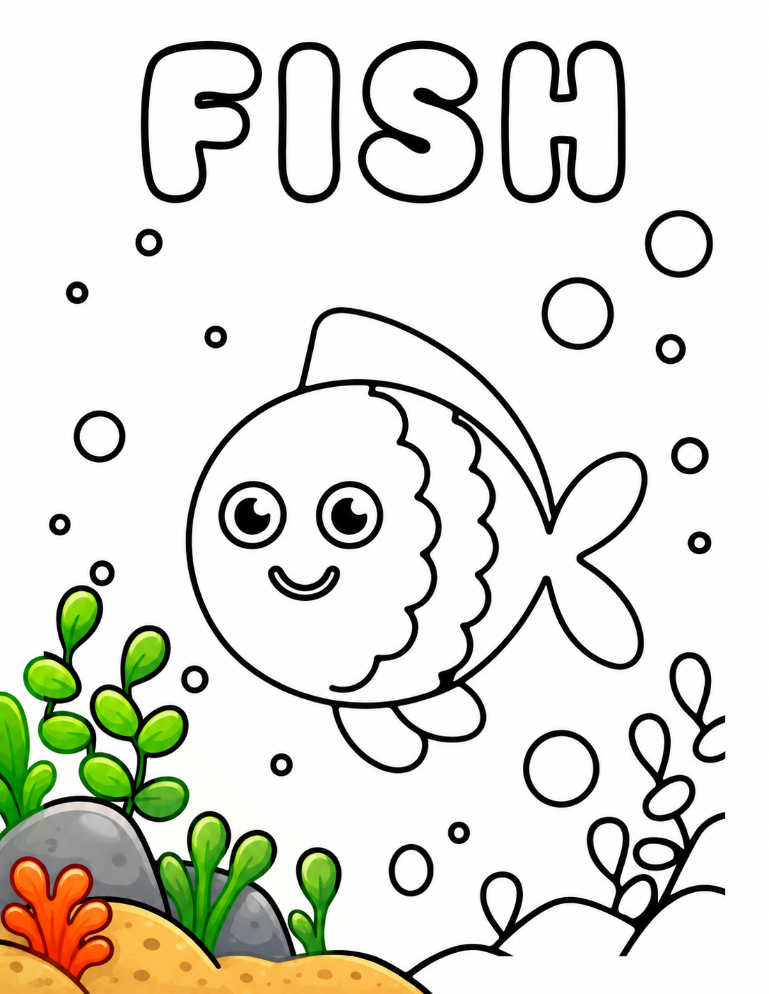 Fish colouring page preview