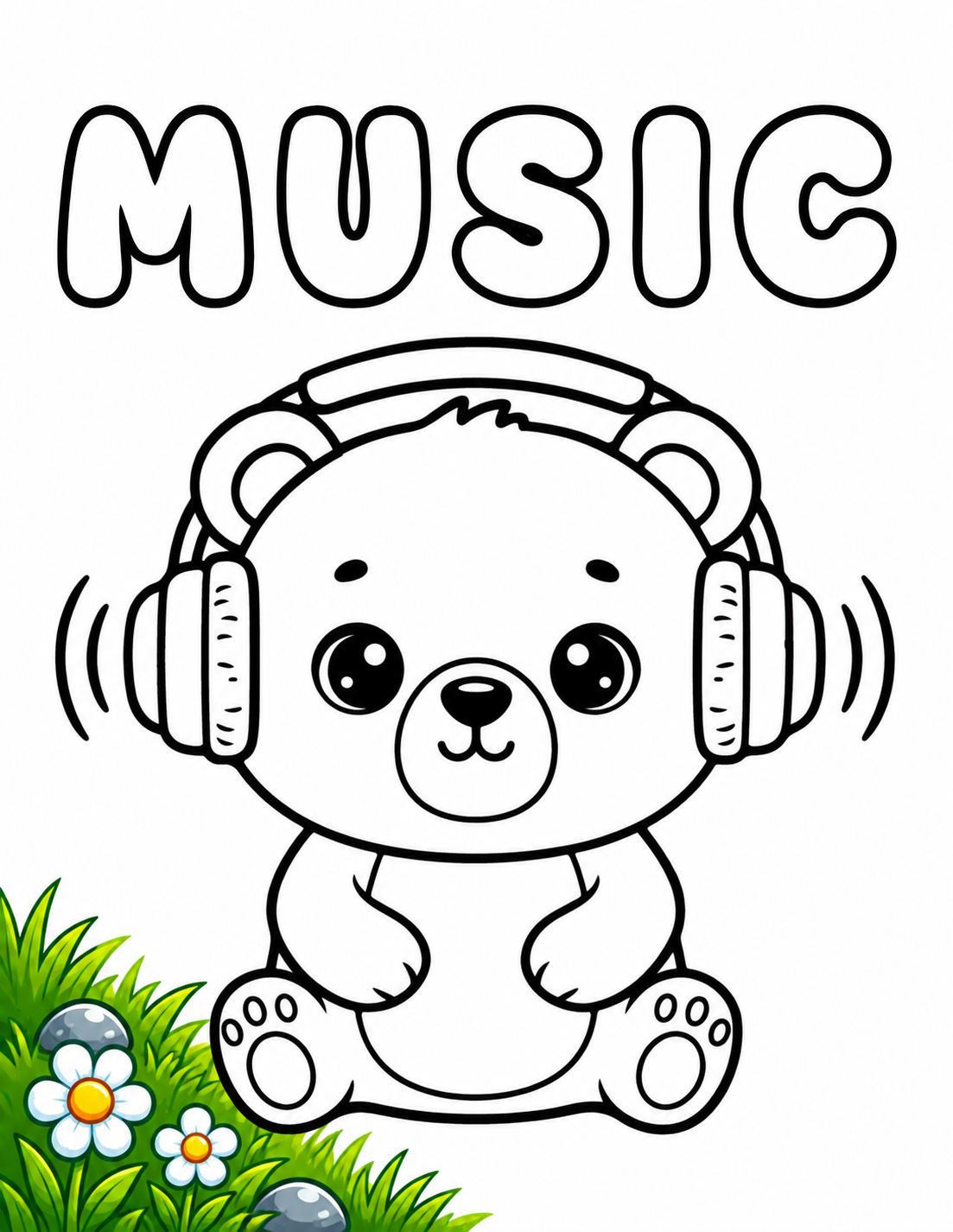 Music colouring page preview