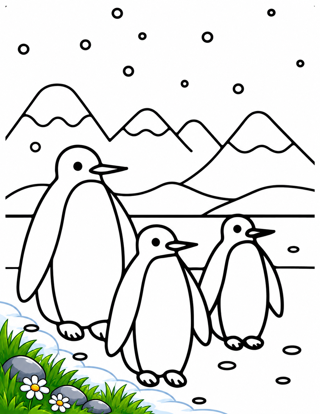 Penguin colouring page preview