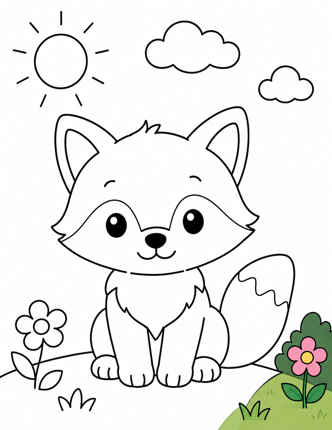 Animal friends colouring page preview