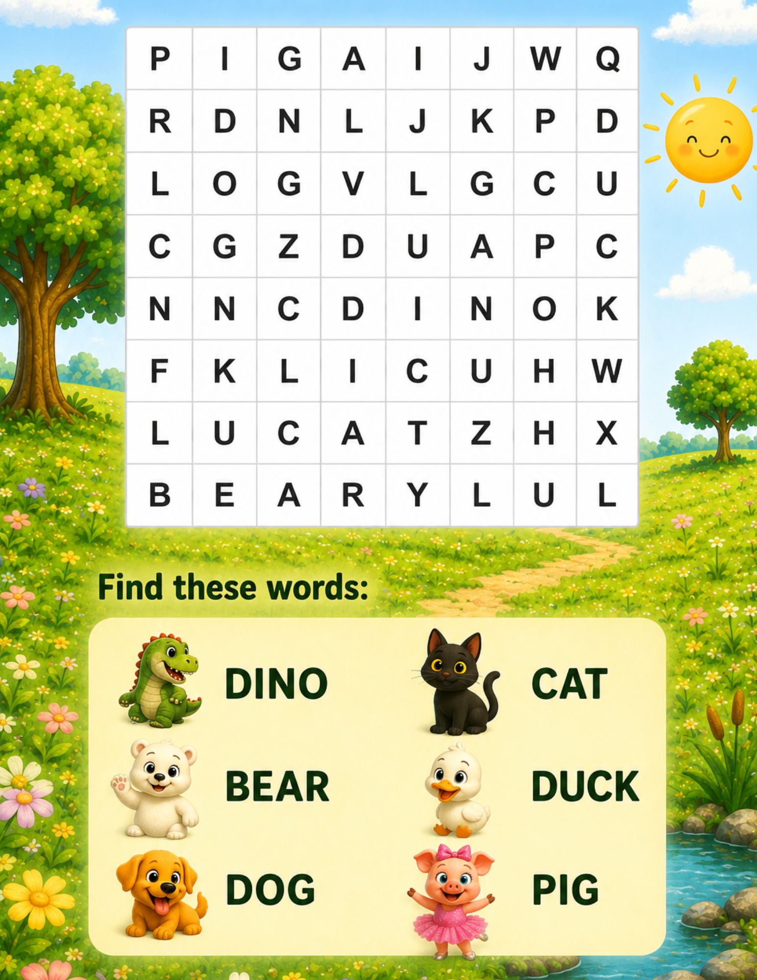 Find Lara's Friends word search preview
