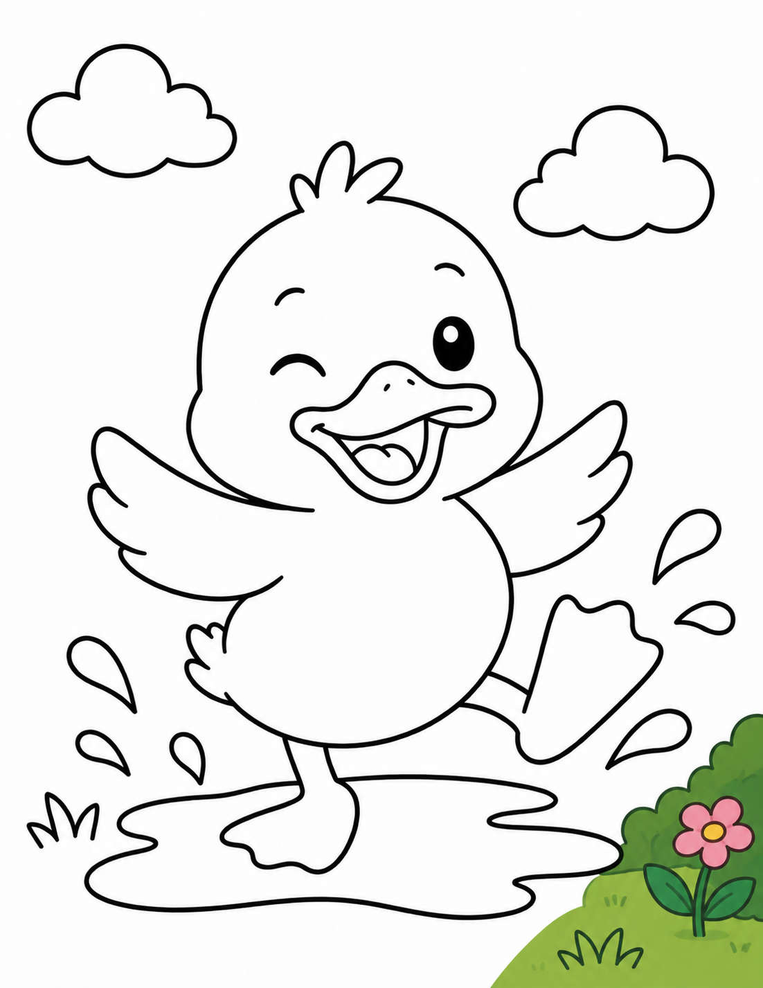 Animal friends colouring page preview